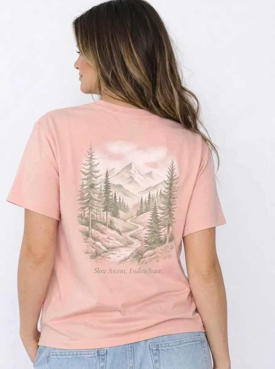 Women's Nature Lover Mountain Forest Landscape Printed T-shirt