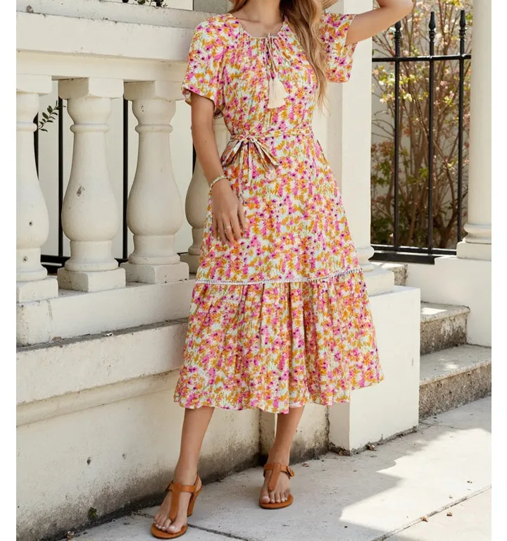 Ruffle Hem Midi Dress