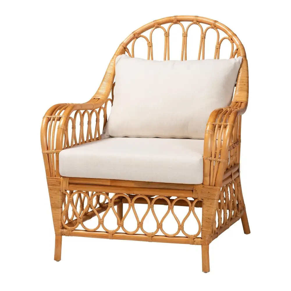 Bohemian Rattan Padded Lounge Chair
