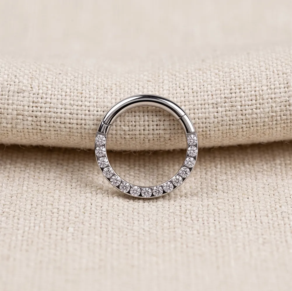 Elegant Titanium Hinged Hoop Ring