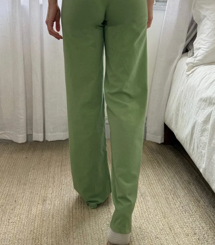 Light Olive Green Wide Leg Pants