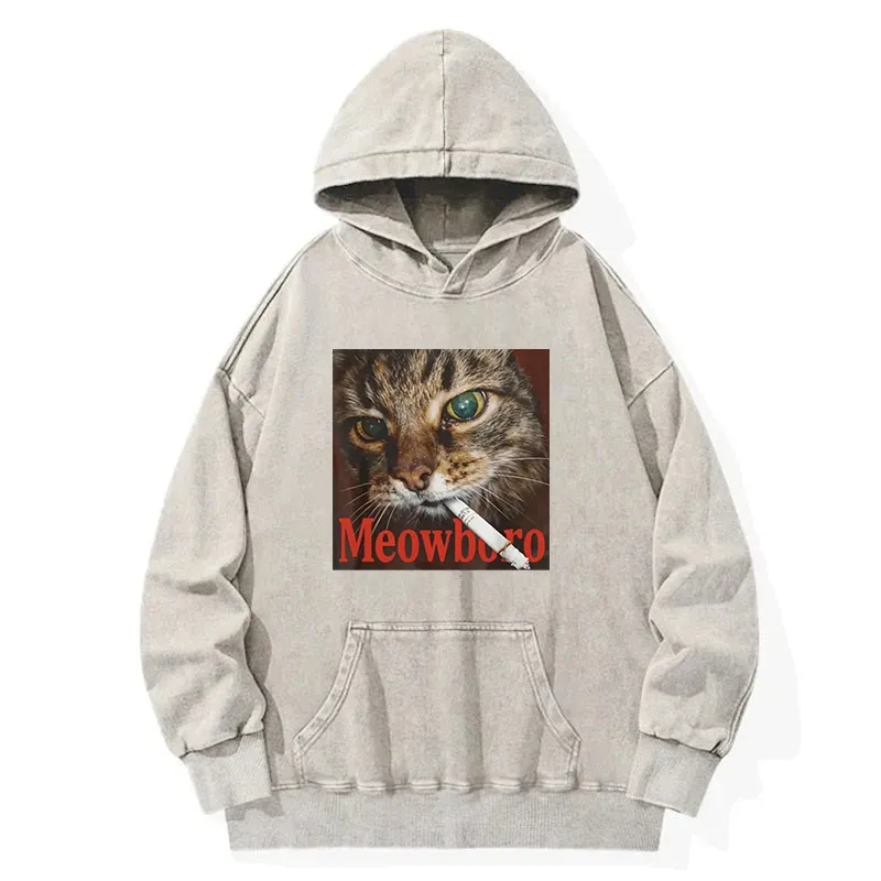 Funny Smoking Cat Meme Washed Hoodie