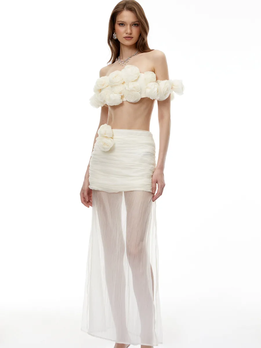 Liana 3D Floral Strapless Two Piece Set