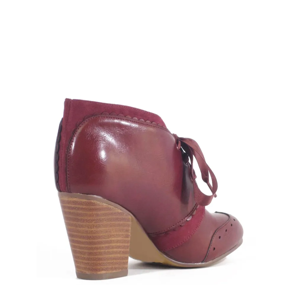 Faux Leather Block Heel Victorian Ankle Boots
