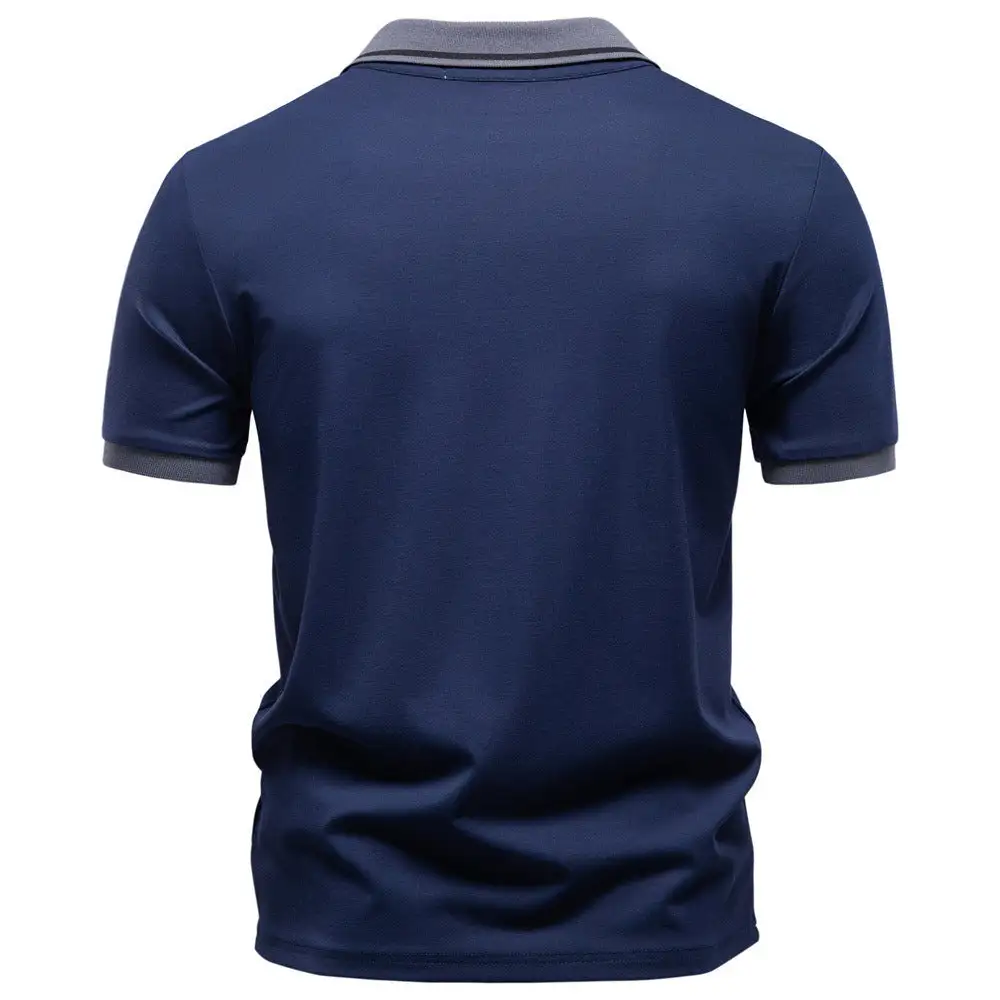 Ribbed Contrast Trim Cotton Polo Shirt