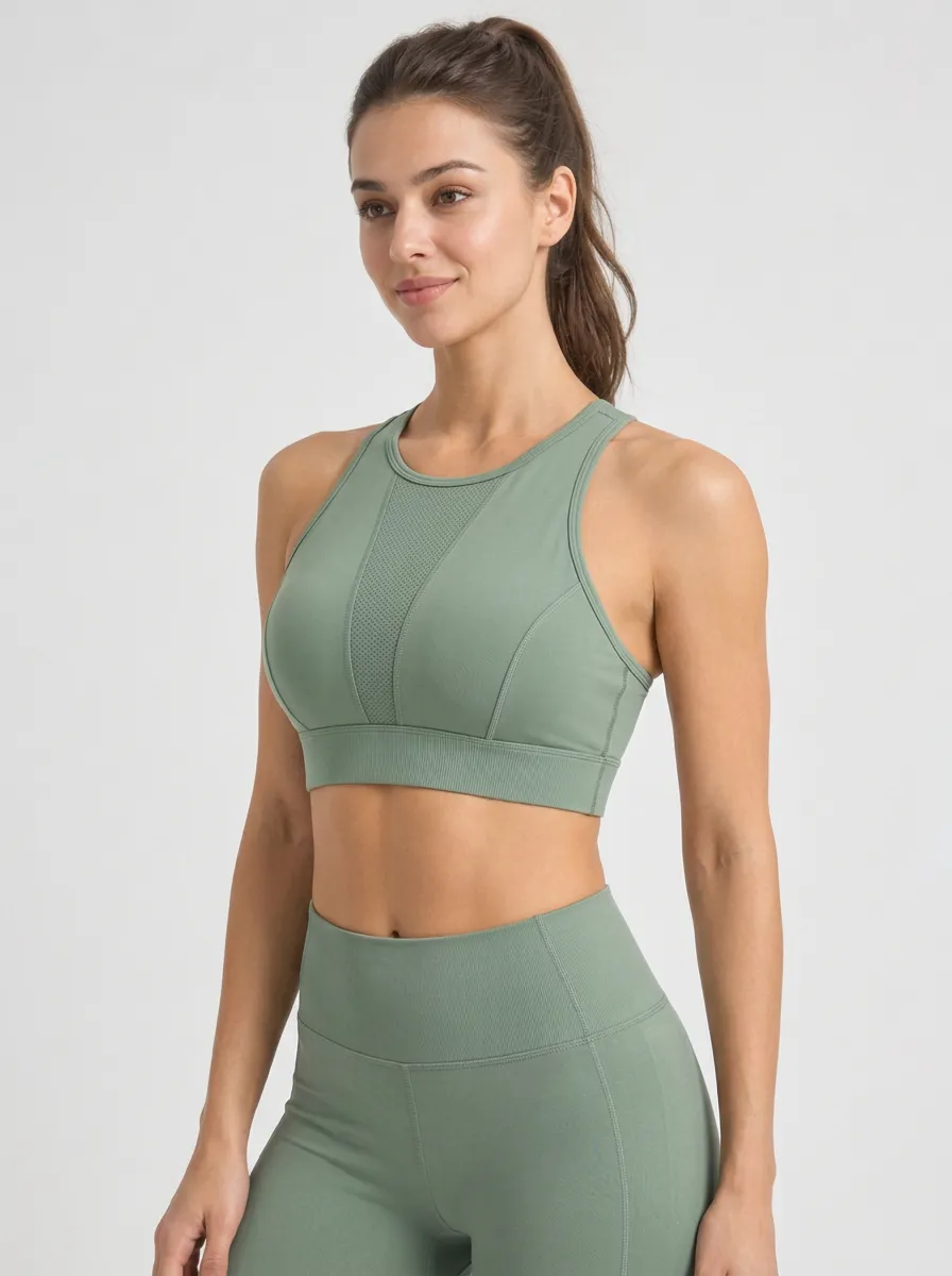 Women's Mesh Panel Printed Sports Bra