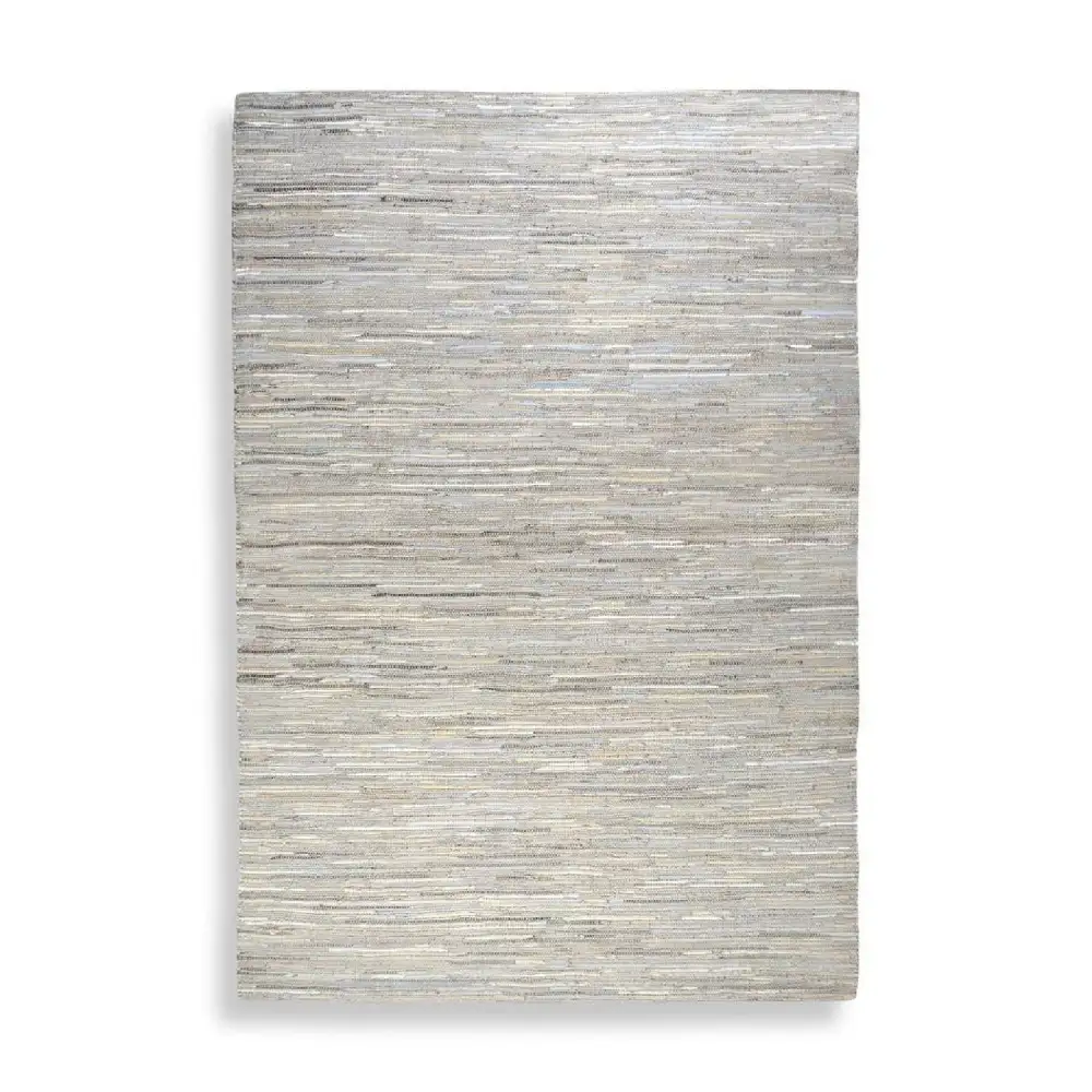 Hand-Woven Hemp & Leather Rug