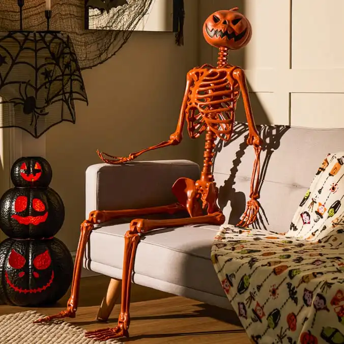 Pumpkin Skeleton Table Ornament