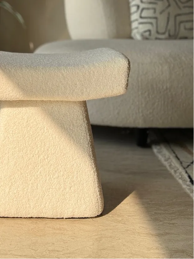 Bouclé Arch Pouffe