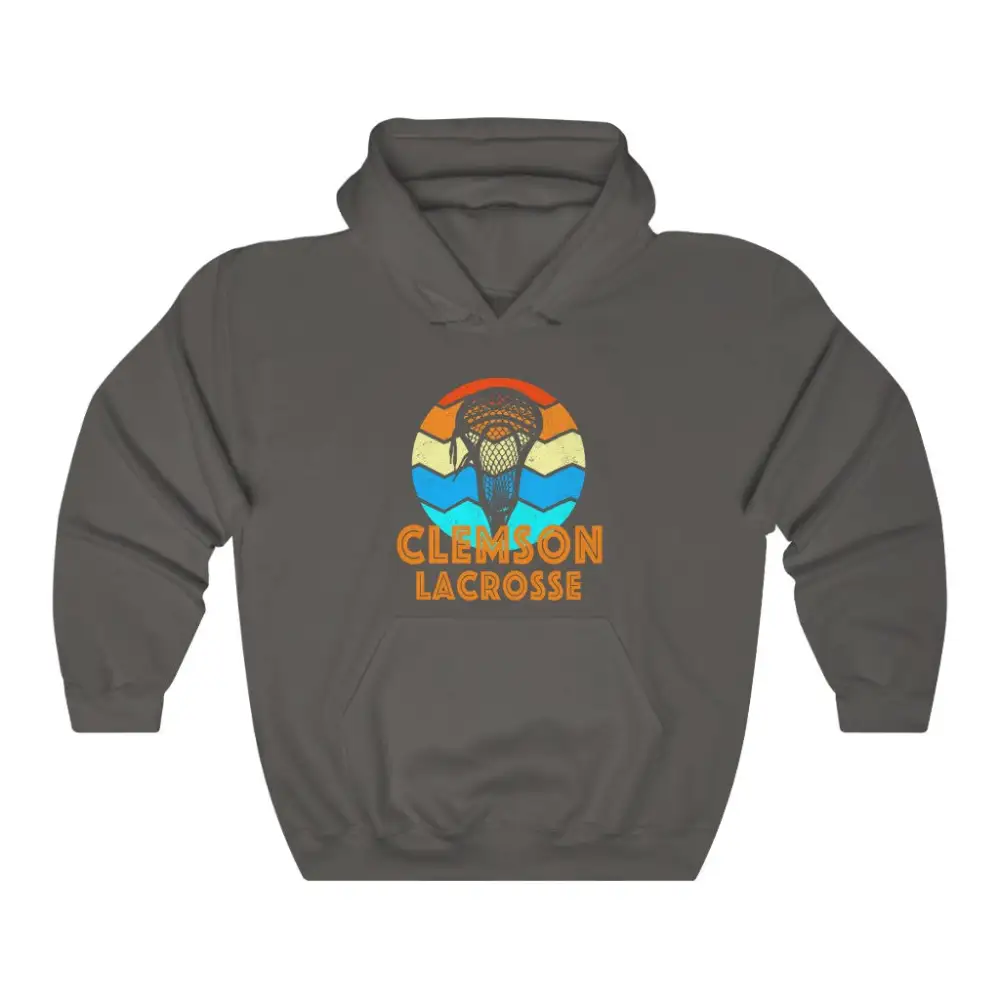 Retro Sunset Lacrosse Graphic Pullover Hoodie