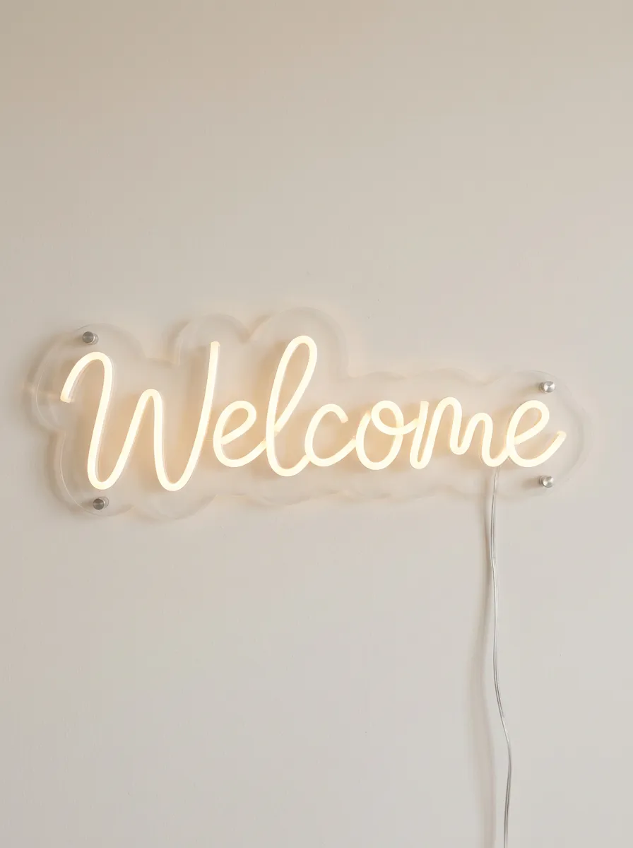 Compact Cursive Welcome Neon Sign