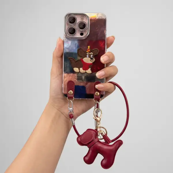 Puppy Dog Wrist Strap Phone Case