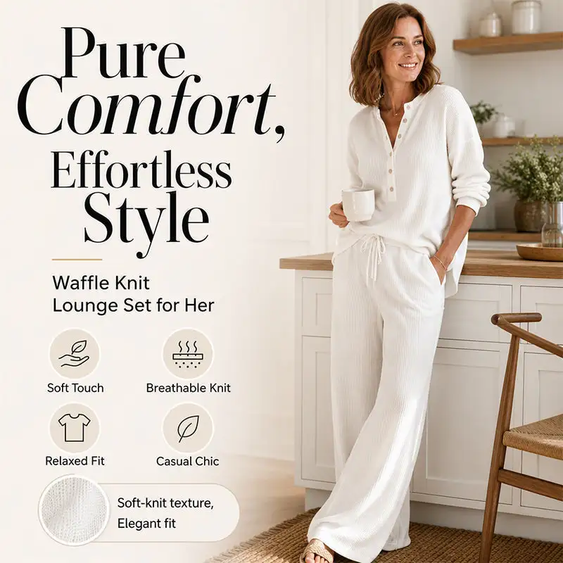 ⌛Limited-Time Offer-Women's Waffle Knit Lounge Set