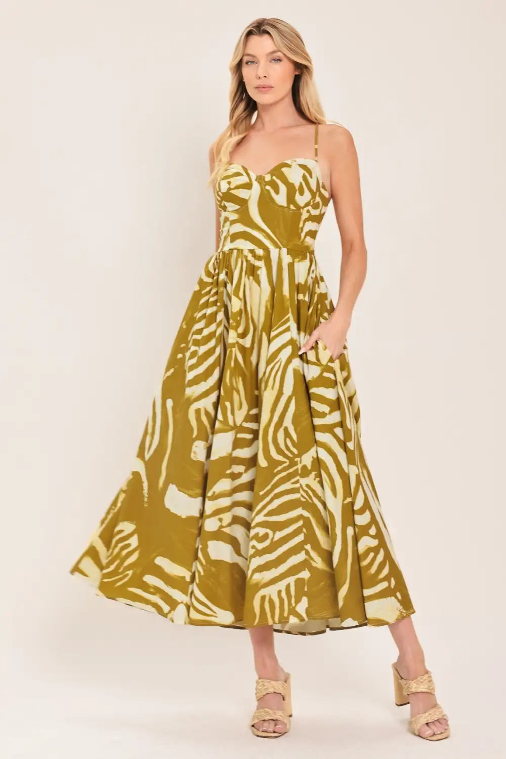 Lace Printed Midi Dress