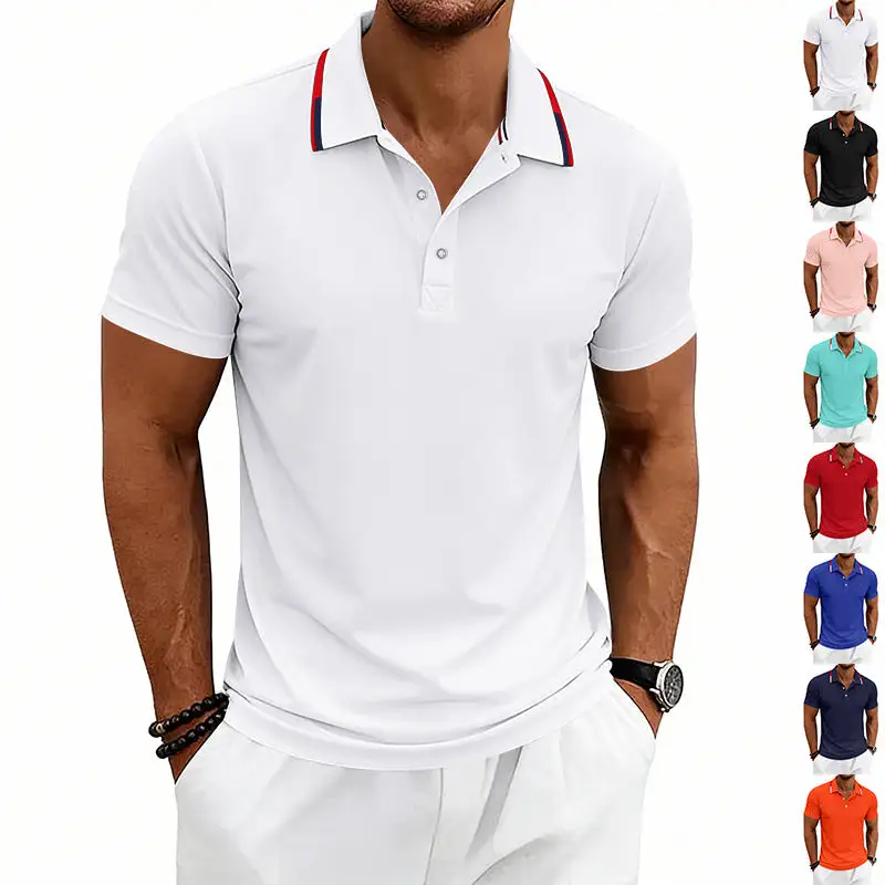 Pique Contrast Trim Short Sleeve Tailored Polo Shirt