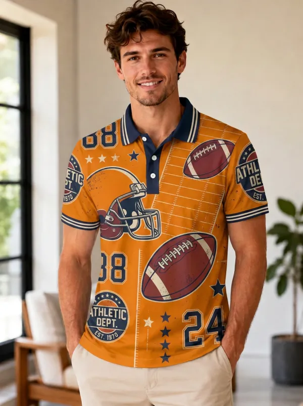 Men's Heritage Gridiron Helmet Graphic Polo Shirt