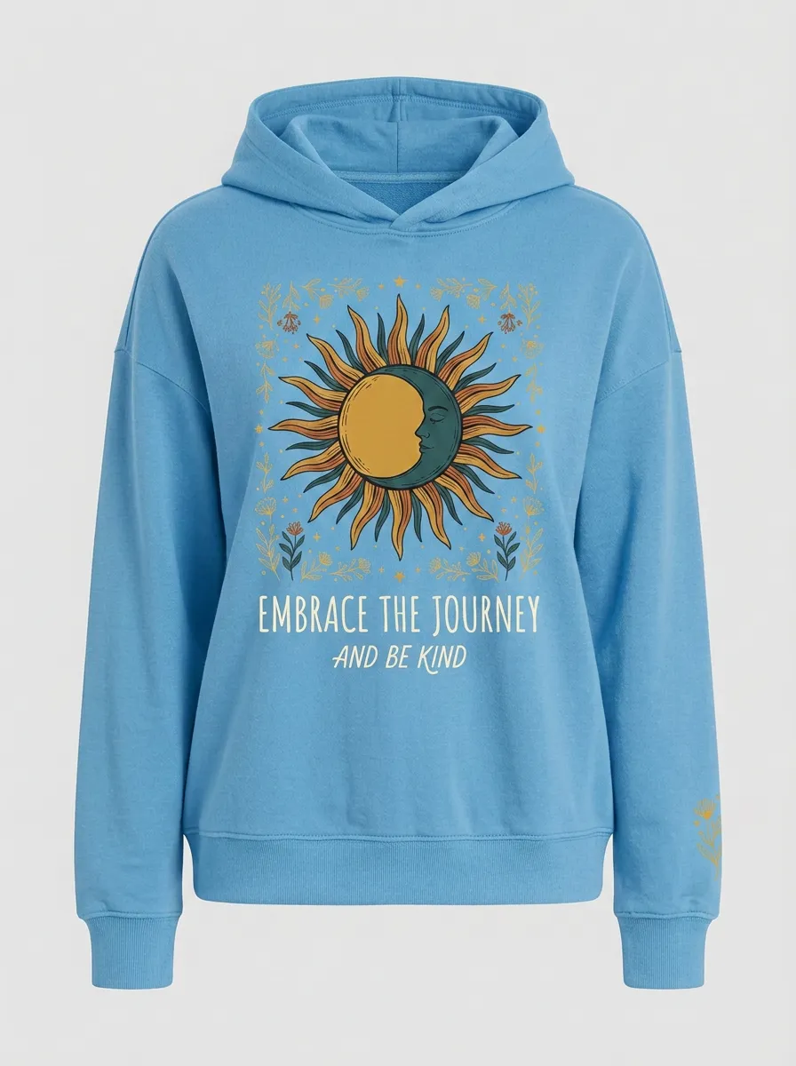 Celestial Sun Moon Floral Hoodie