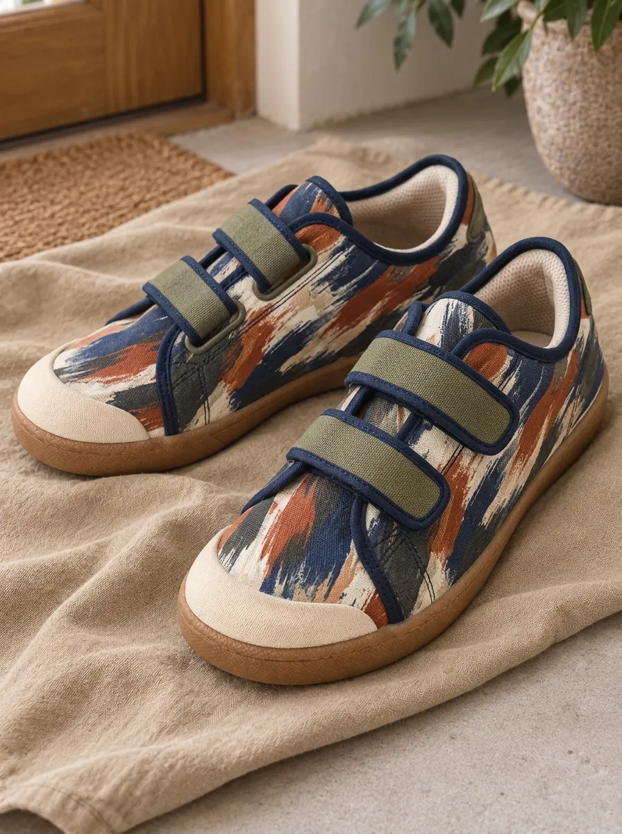 Men's Retro Abstract Brushstroke Pattern Patterned Canvas Shoes