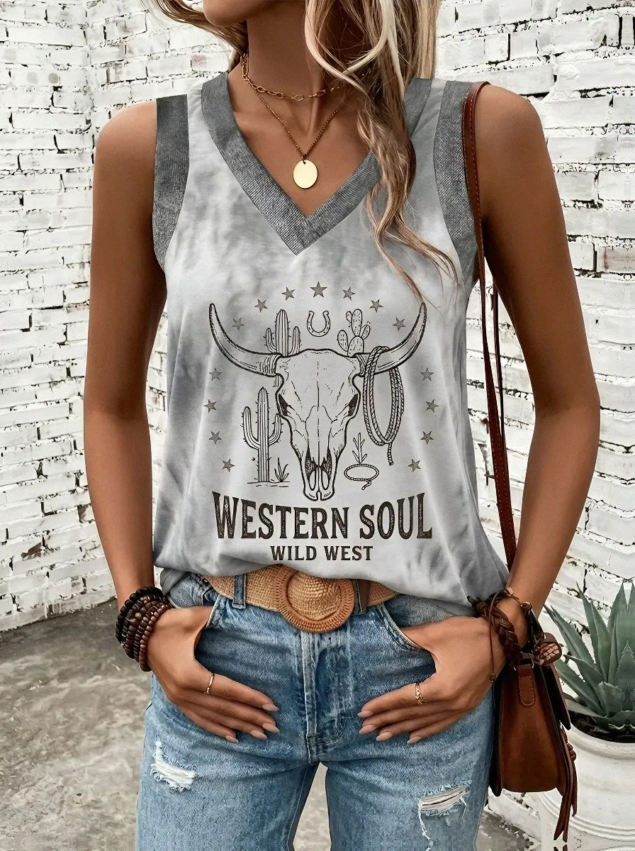 Women's Ocean Lover Sea Turtle Wave Printed Tank Top