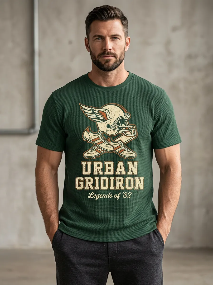 Men's American Football Urban Gridiron Helmet Cleats Printed T-shirt