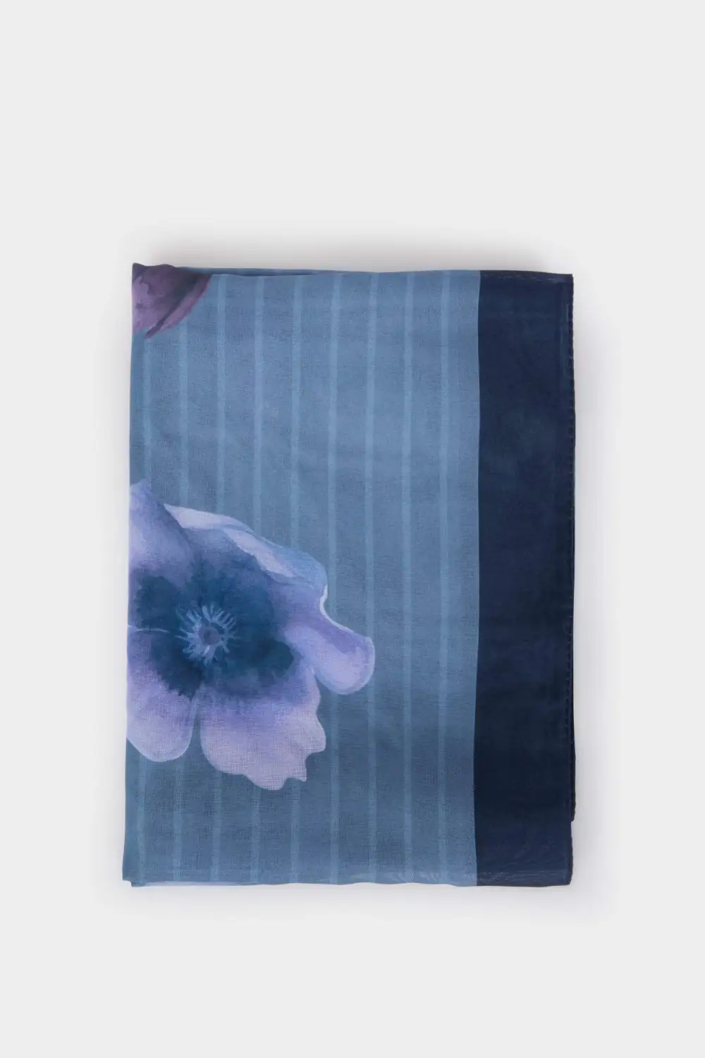 Blue Floral Silk Scarf