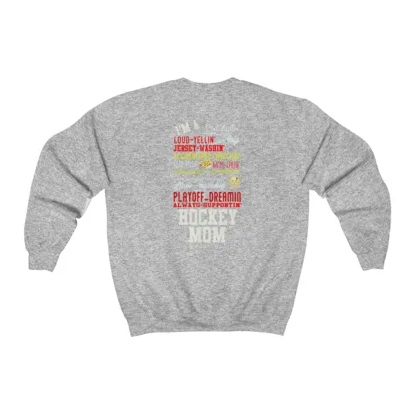 Mom Support Back Print Hockey Graphic Crewneck Sweatshirt