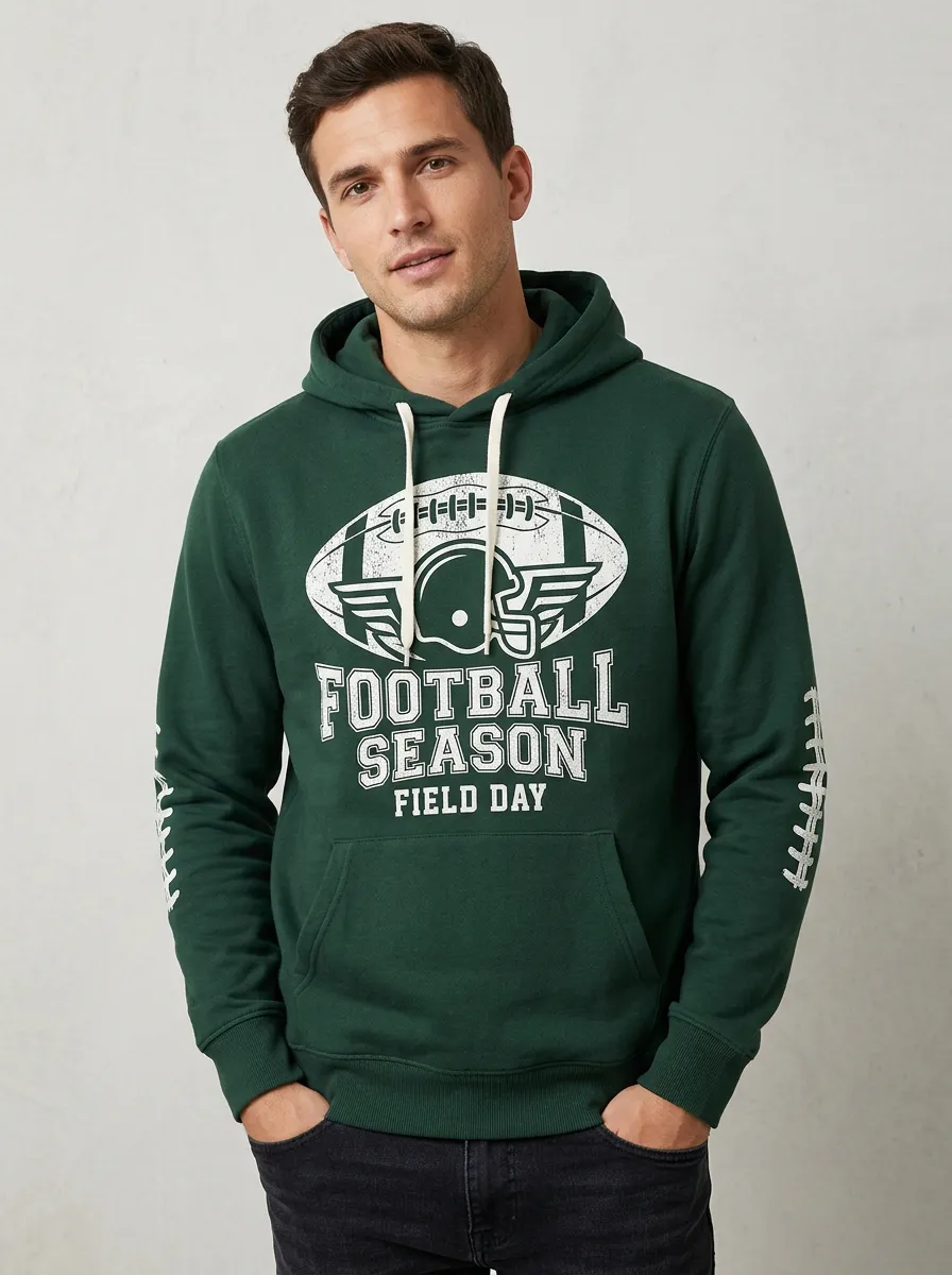 Men's American Football Season Helmet Graphic Hoodie