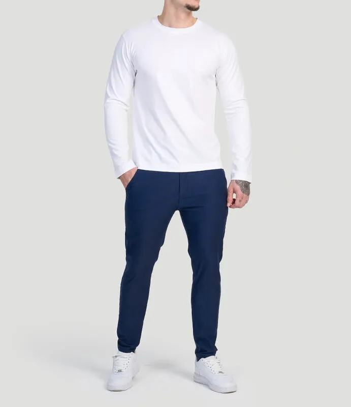 Blue Slim Fit Stretch Pants