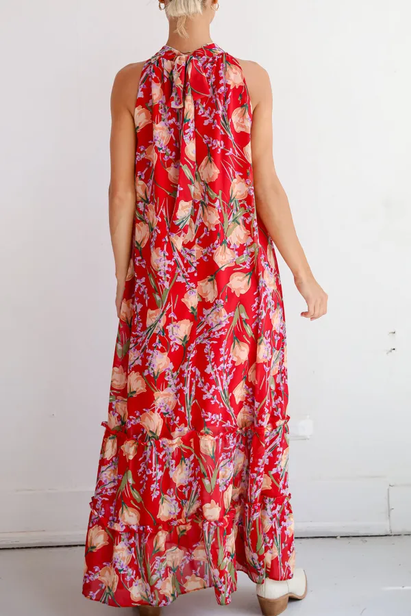 Red Floral Maxi Dress