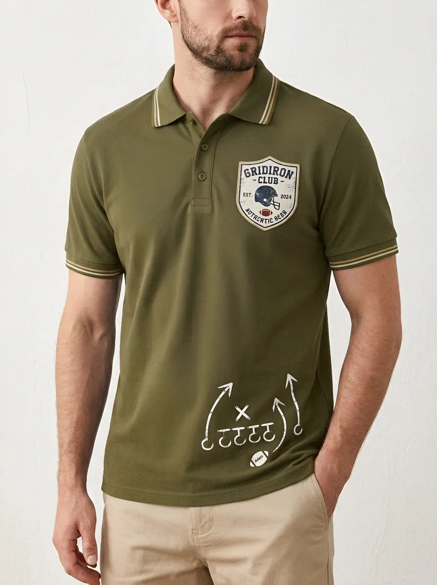 Men's Football Fan Gridiron Club Playbook Graphic Polo Shirt