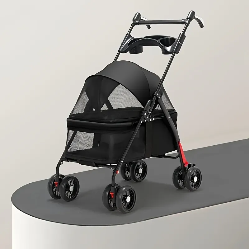 Foldable Pet Stroller for Small Cats & Dogs, Pet Accessory for Travel and Outdoor Use