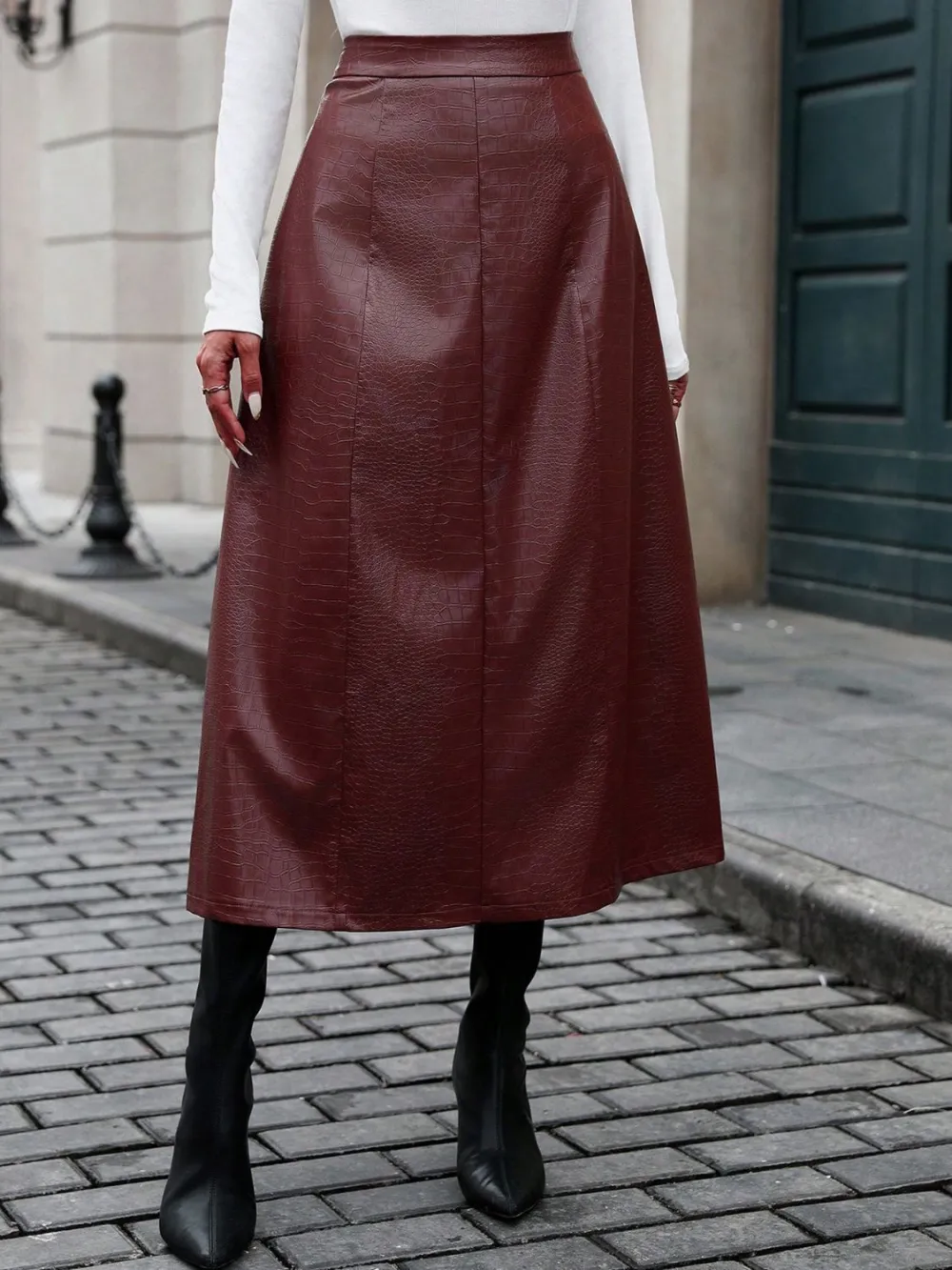 Polished Smooth Midi Skirt