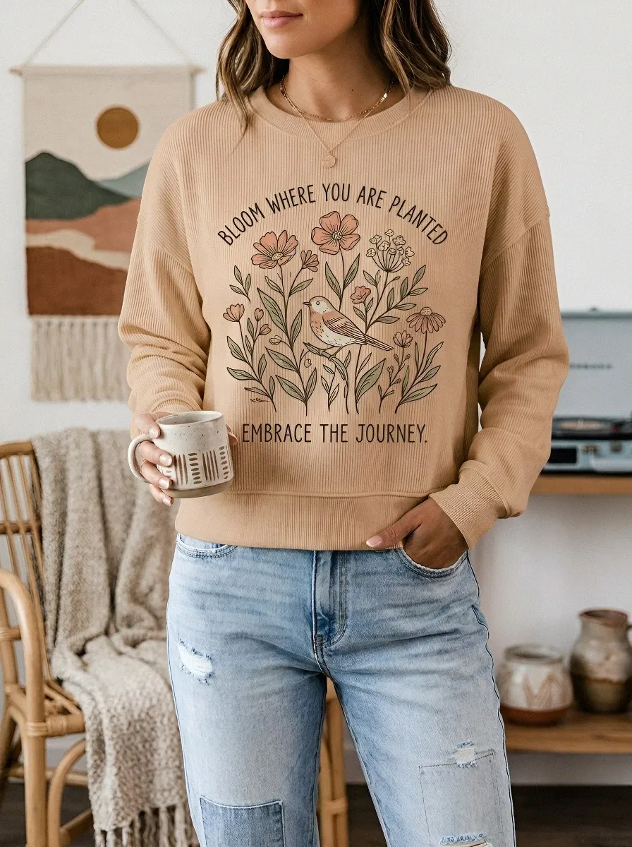 Floral Bird Inspirational Quote Sweatshirt