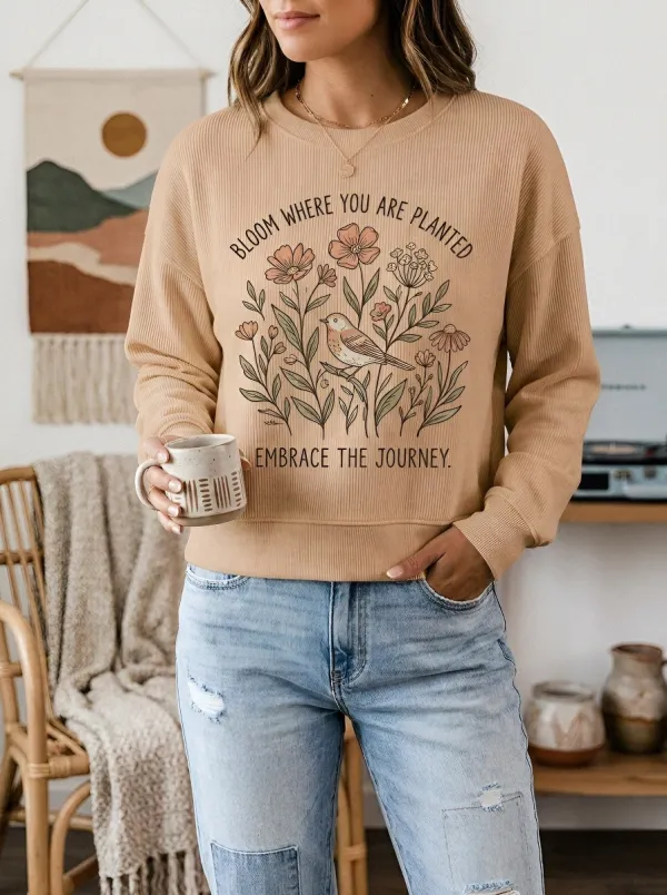 Floral Bird Inspirational Quote Sweatshirt