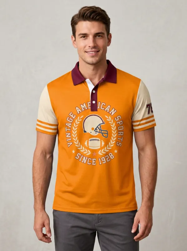 Men's Gridiron Vintage Helmet Polo Shirt