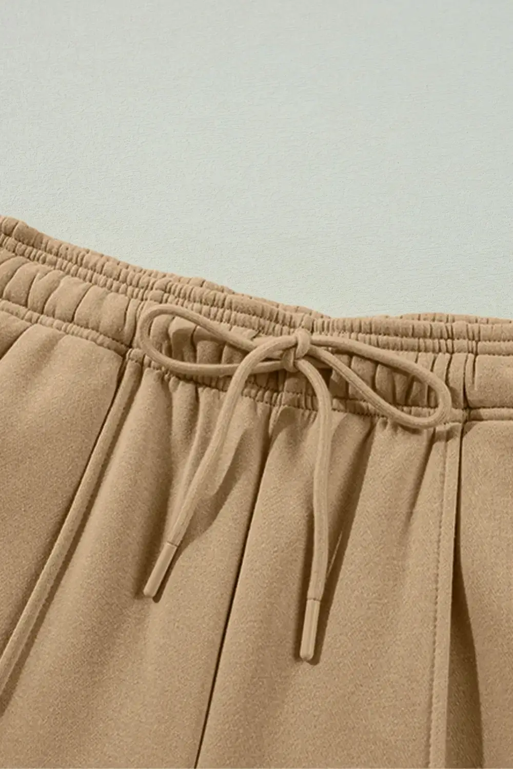 Textured Drawstring Wide Leg Pants With Pocket