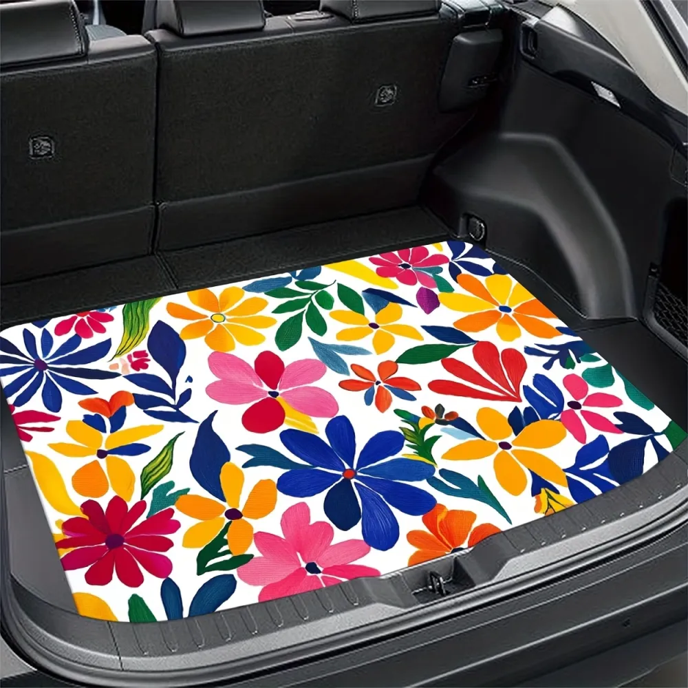 Colorful Floral Car Trunk Mat