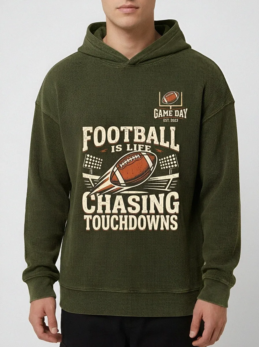 Men's American Football Lover Chasing Touchdowns Printed Hoodie