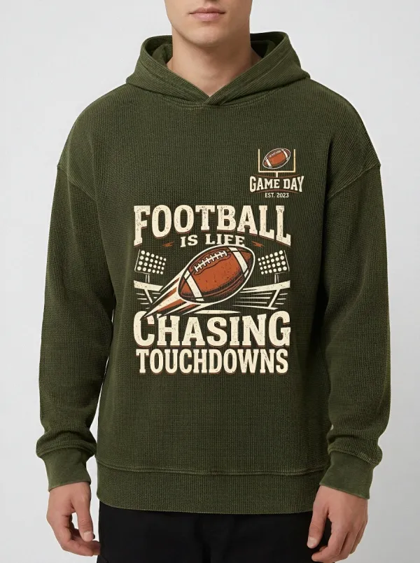 Men's American Football Lover Chasing Touchdowns Printed Hoodie