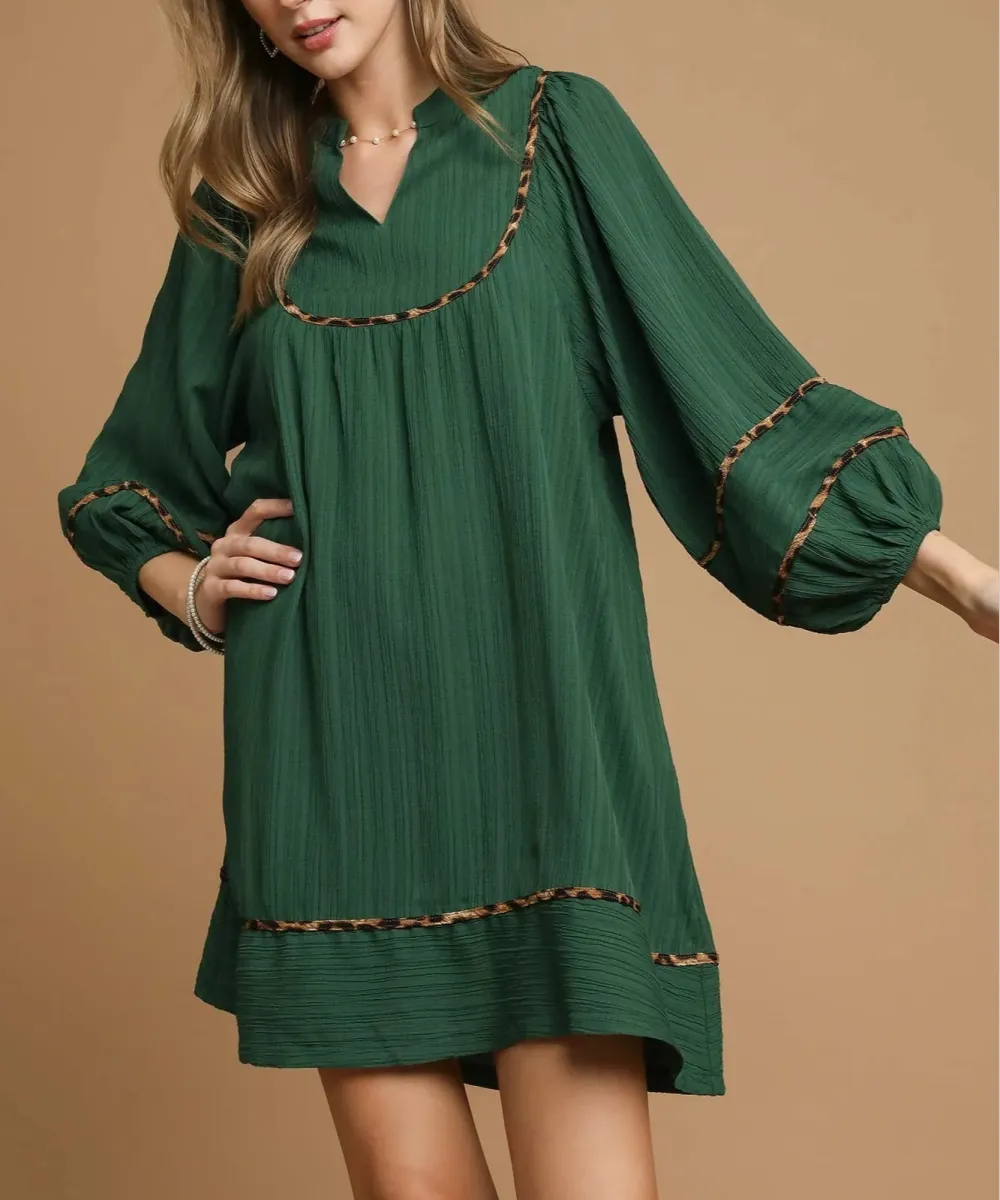 Textured Babydoll Leopard Mini Dress