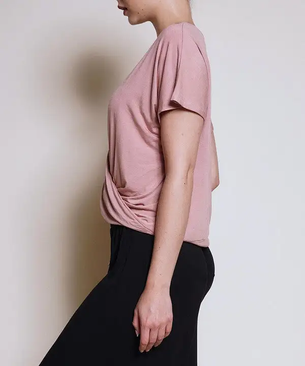 Bamboo Twist Front Dolman Top Tee