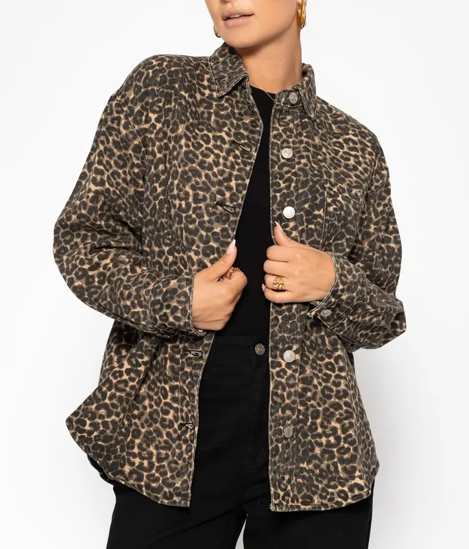 Beige Denim Animal Print Jacket