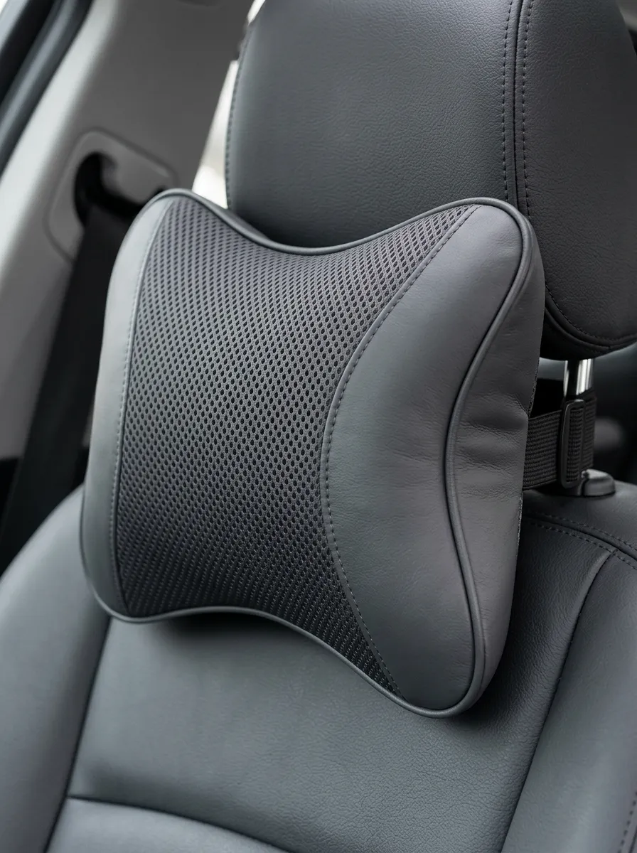 Leather-Texture Ergonomic-Style Car Neck Support Pillow
