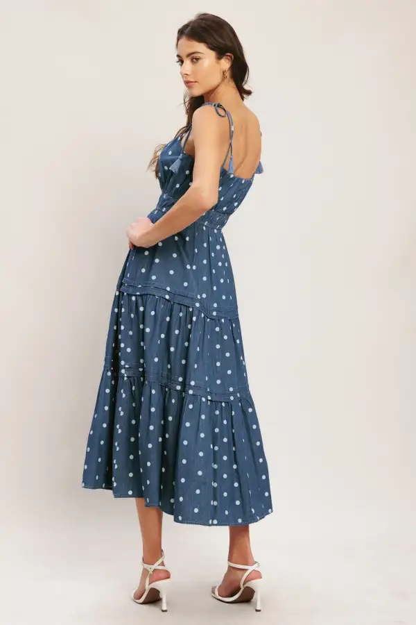 Denim Printed Midi Dress