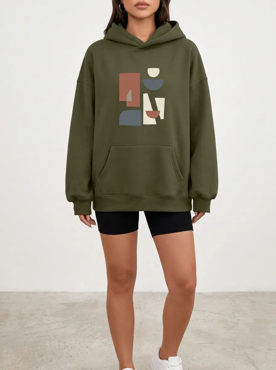 Textured Abstract Geometric Hoodie