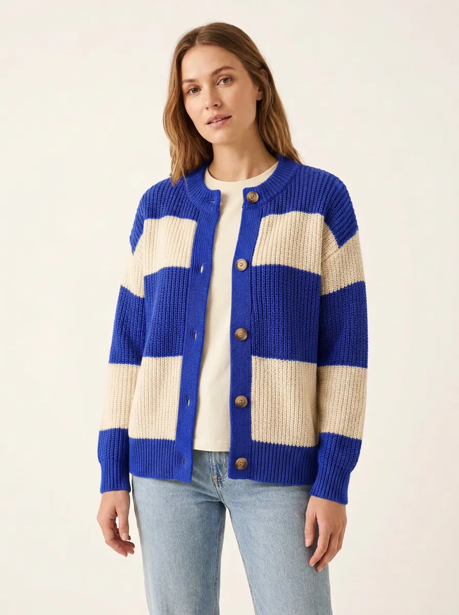 Sport Knit Rugby Striped Knit Cardigan