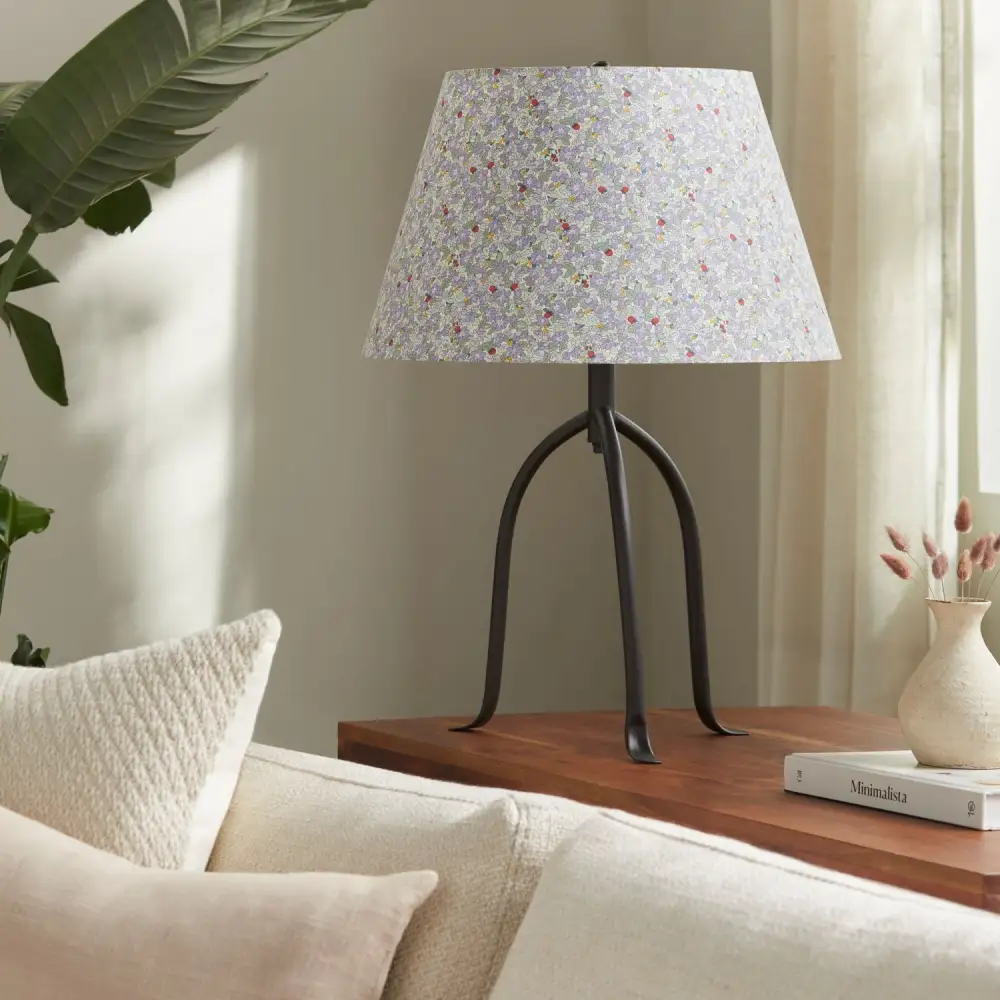 Floral Print Linen Table Lamp