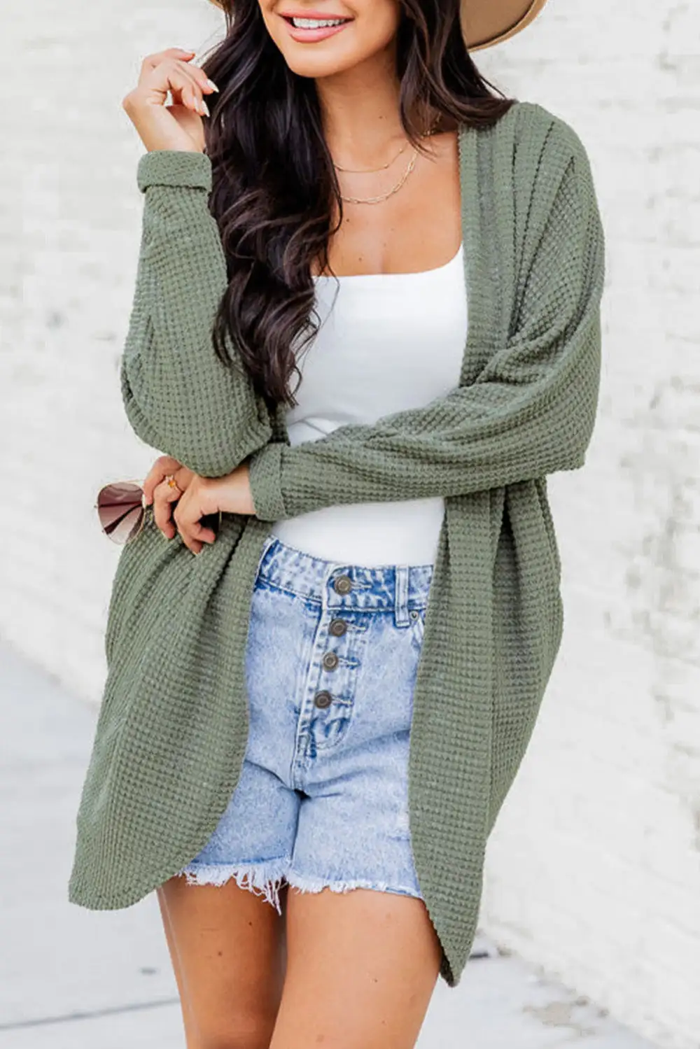 Relaxed Fit Open Front Cardigan