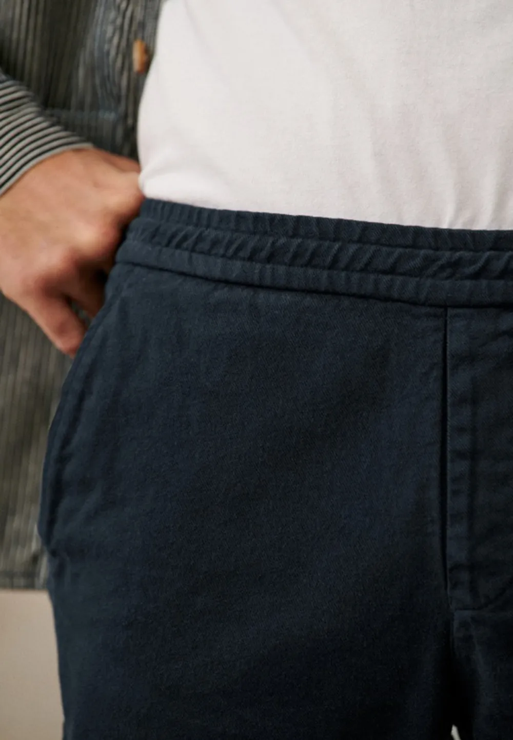 Olive Green Cotton Linen Blend Casual Trousers