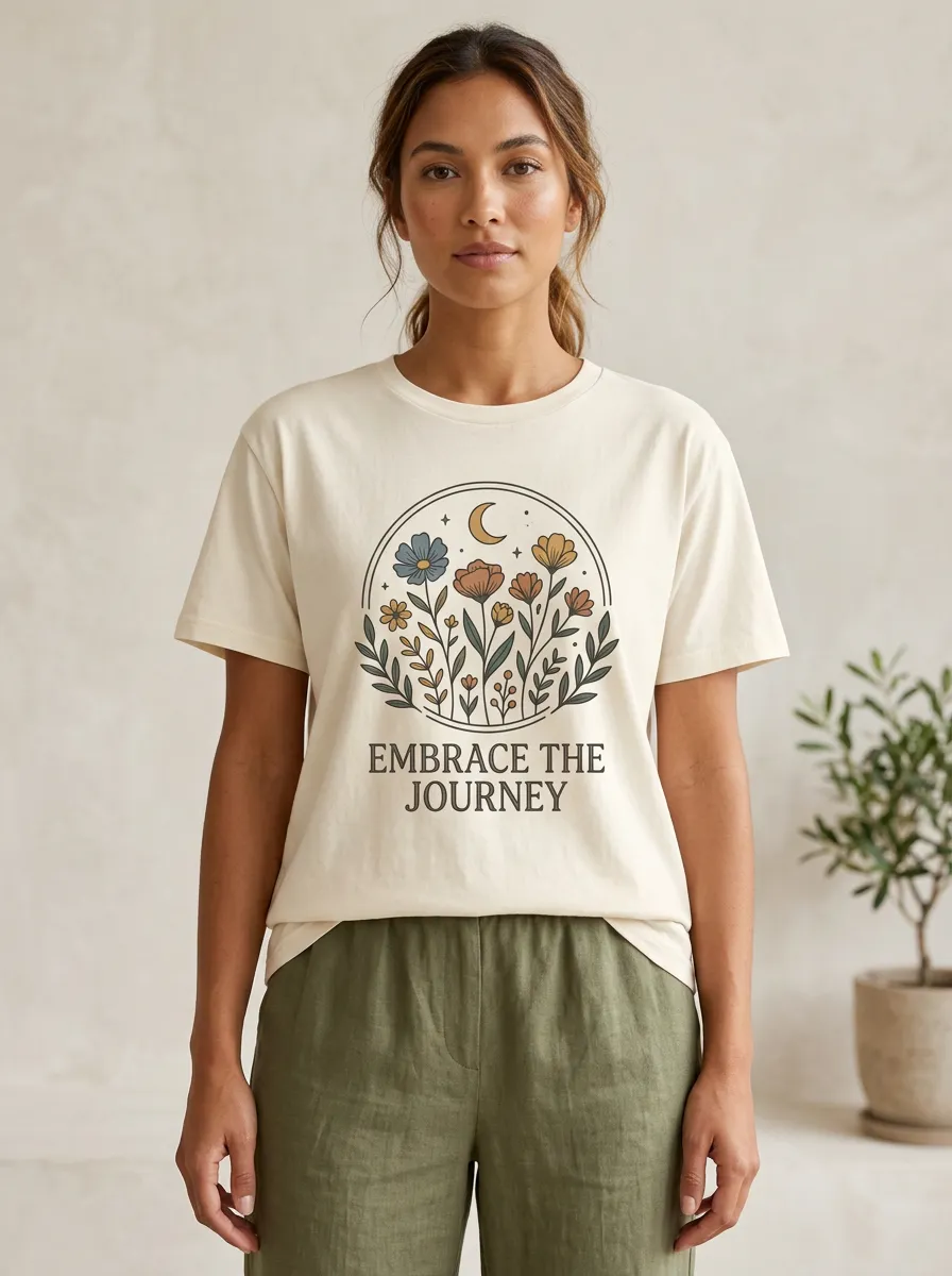 Floral Moon Embrace The Journey T-Shirt